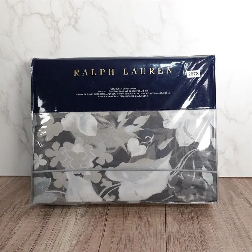 New Ralph Lauren Avery Floral Duvet Cover Queen/Full Charcoal Gray Luxury $425
